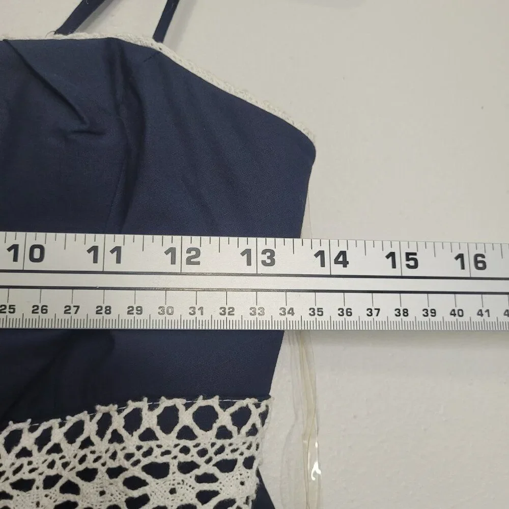 Speechless navy white bubble hem cottage cute short minimalist dress size 5